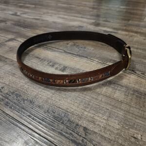 Columbia Baja Woven Cotton and Leather Belt Brown Southwest Mens Size 36  2200